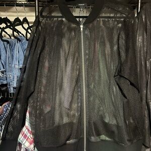 Torrid Black Mesh Bomber Jacket